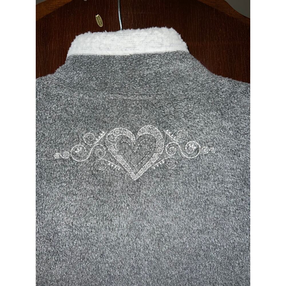 Walt Disney World Grey Mickey Minnie Embroidered Fleece Sherpa Zip Jacket - Picture 7 of 9